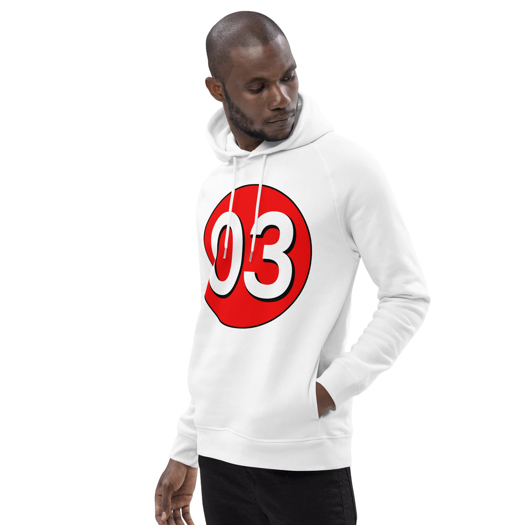 Unisex pullover hoodie: White on Red 03