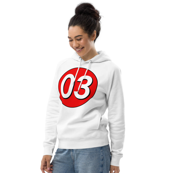 Unisex pullover hoodie: White on Red 03