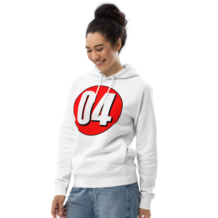 Unisex pullover hoodie: White on Red 04