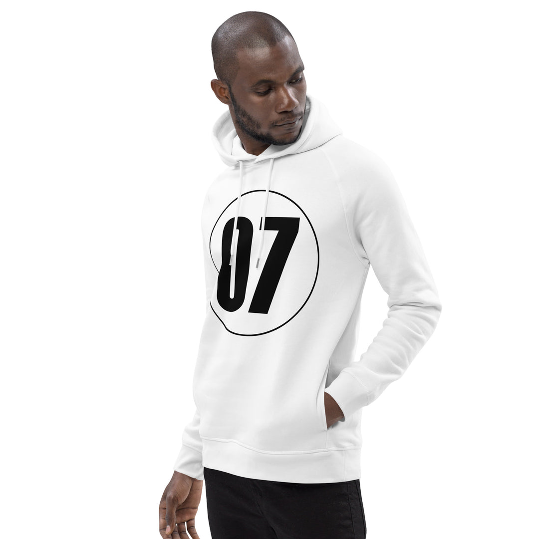 Unisex pullover hoodie: Black on White 07