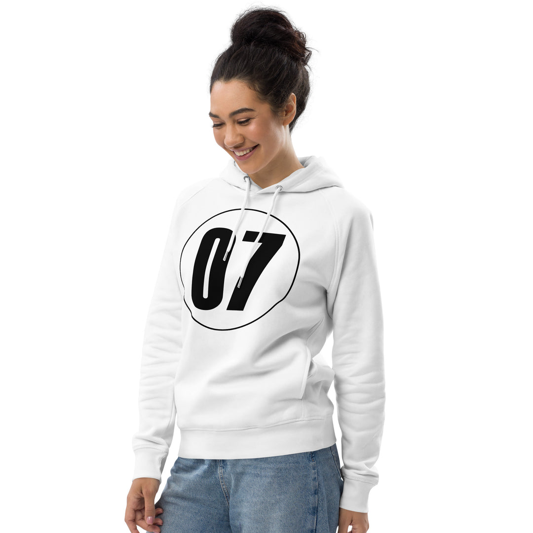 Unisex pullover hoodie: Black on White 07