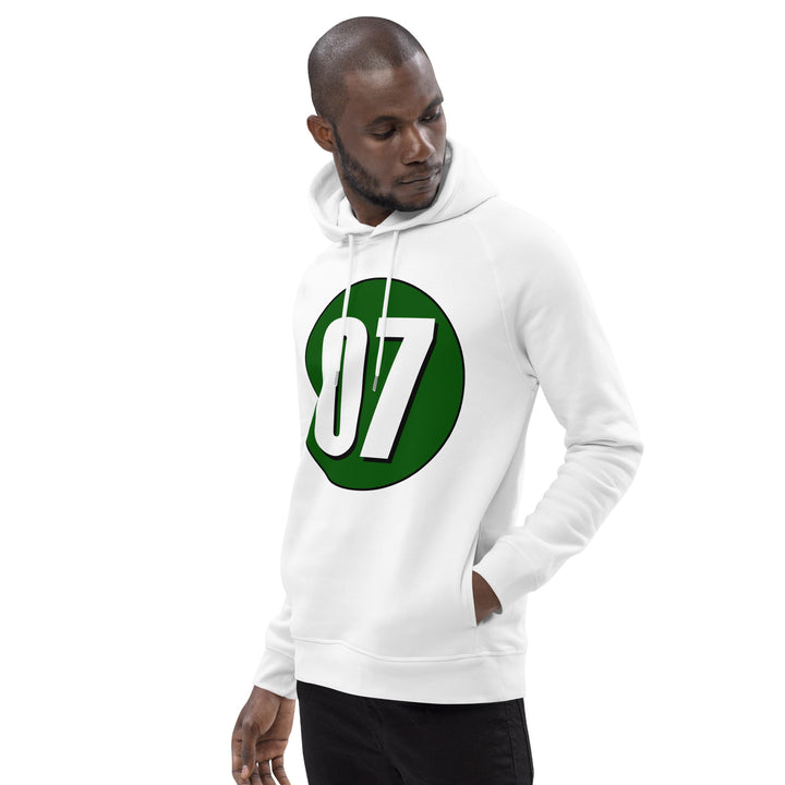 Unisex pullover hoodie: White on Hunter Green 07