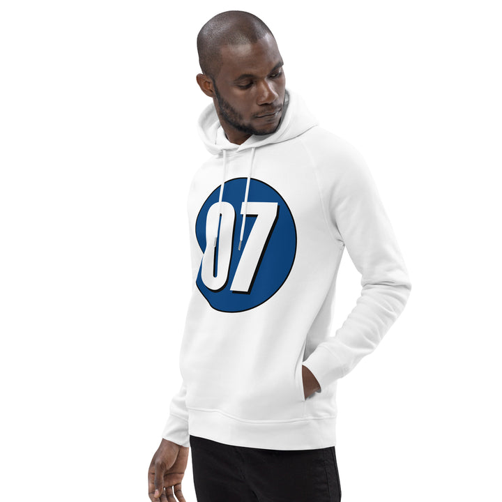 Unisex pullover hoodie: White on Navy Blue 07