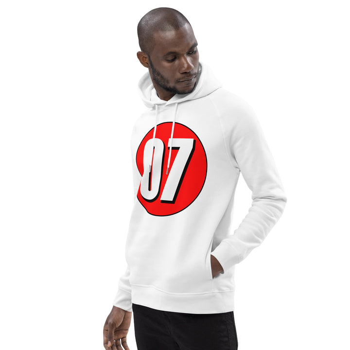 Unisex pullover hoodie: White on Red 07