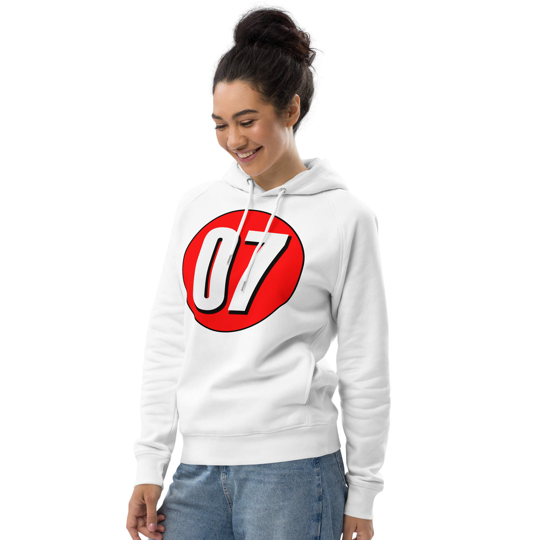 Unisex pullover hoodie: White on Red 07