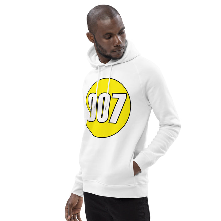 Unisex pullover hoodie: White on Yellow 007