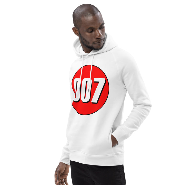 Unisex pullover hoodie: White on Red 007