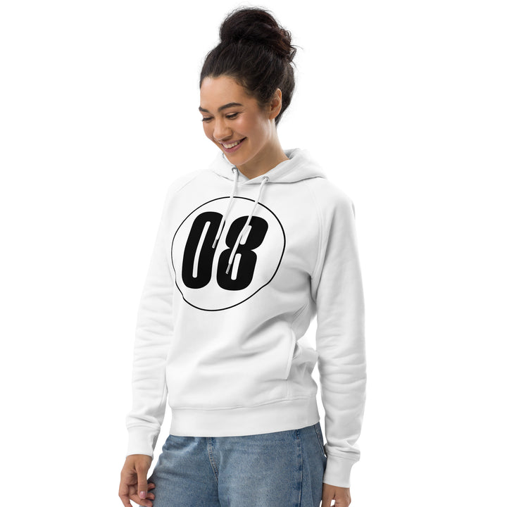 Unisex pullover hoodie: Black on White 08