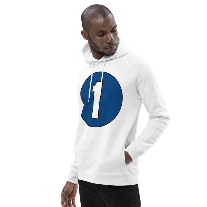 Unisex pullover hoodie: White on Navy Blue 1