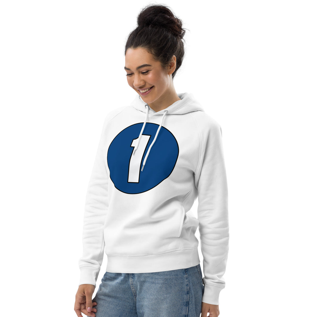 Unisex pullover hoodie: White on Navy Blue 1