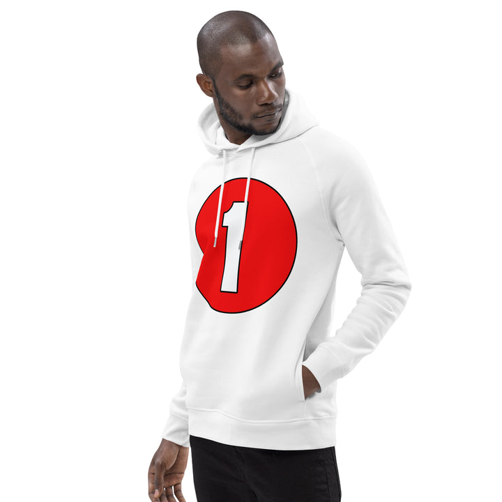 Unisex pullover hoodie: White on Red 1