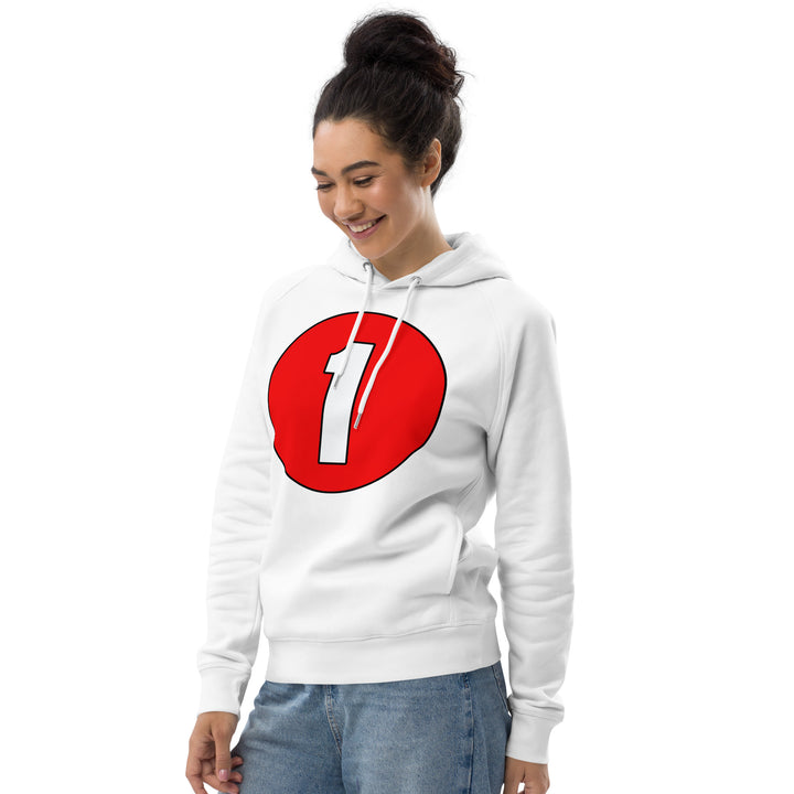 Unisex pullover hoodie: White on Red 1