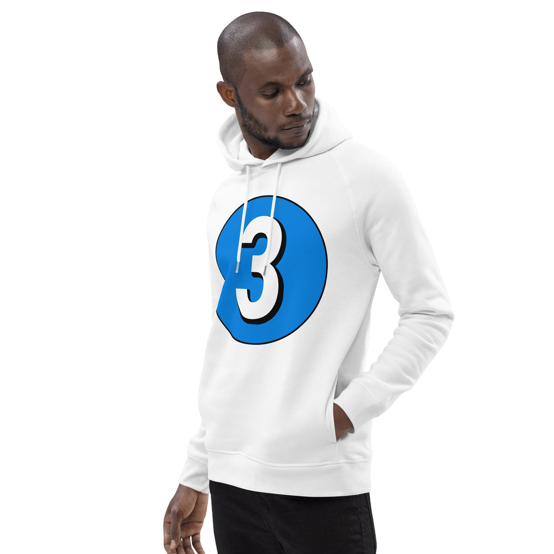 Unisex pullover hoodie: White on Blue 3