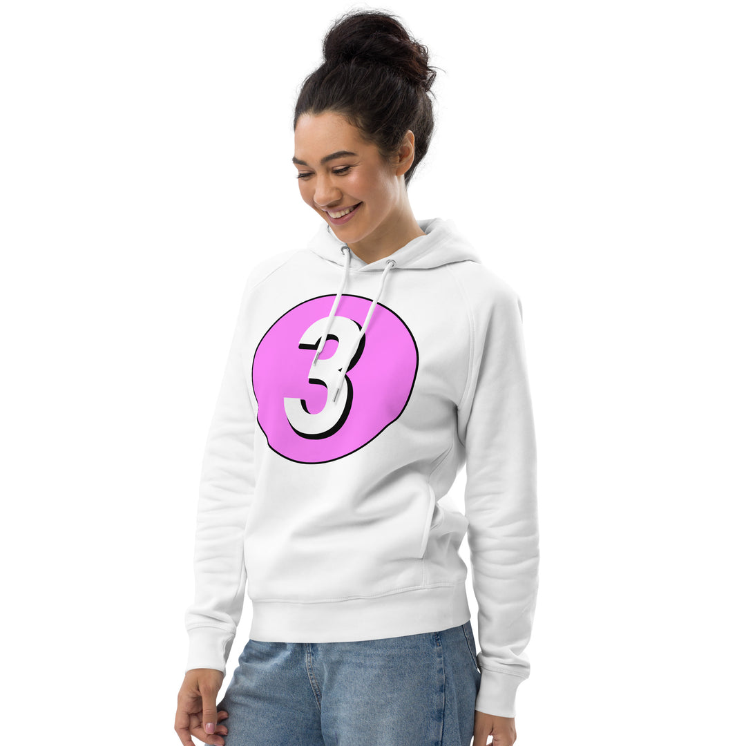 Unisex pullover hoodie: White on Pink 3