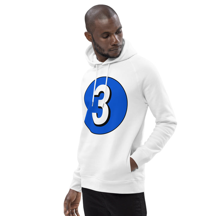 Unisex pullover hoodie: White on Periwinkle 3