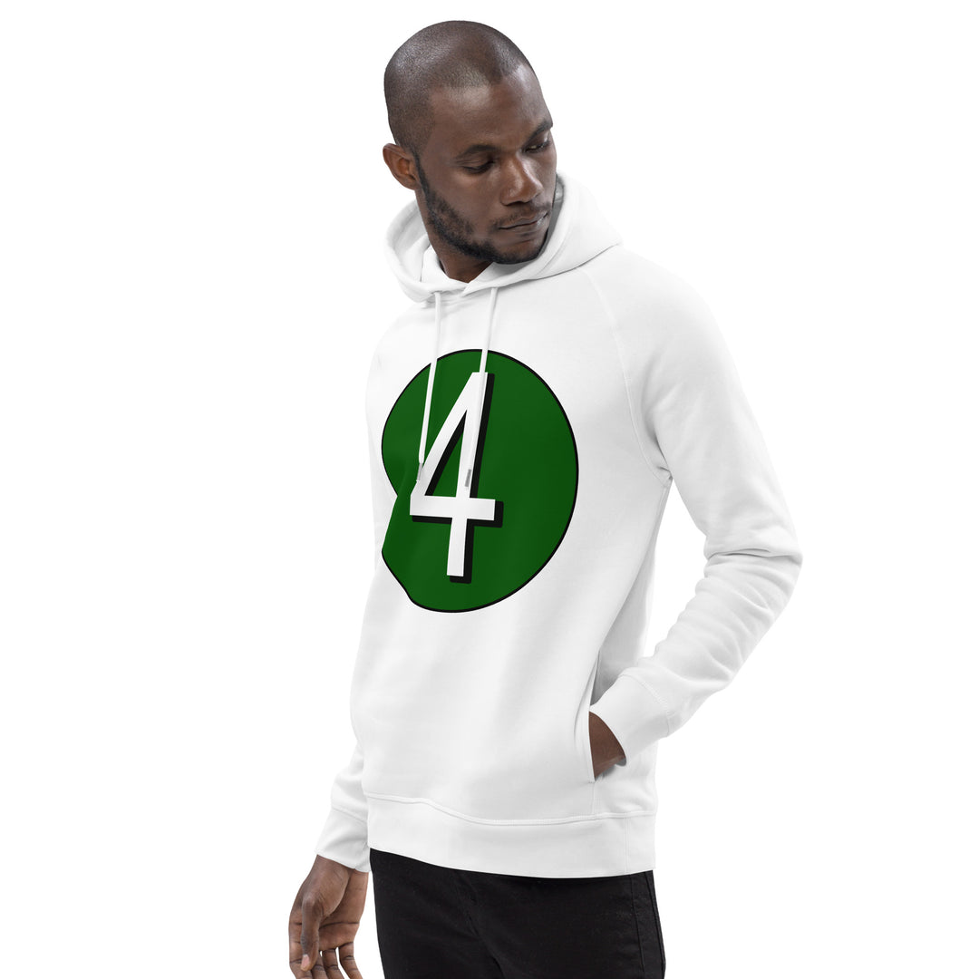 Unisex pullover hoodie: White on Hunter Green 4