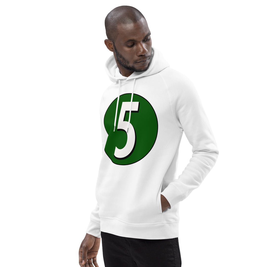 Unisex pullover hoodie: White on Hunter Green 5