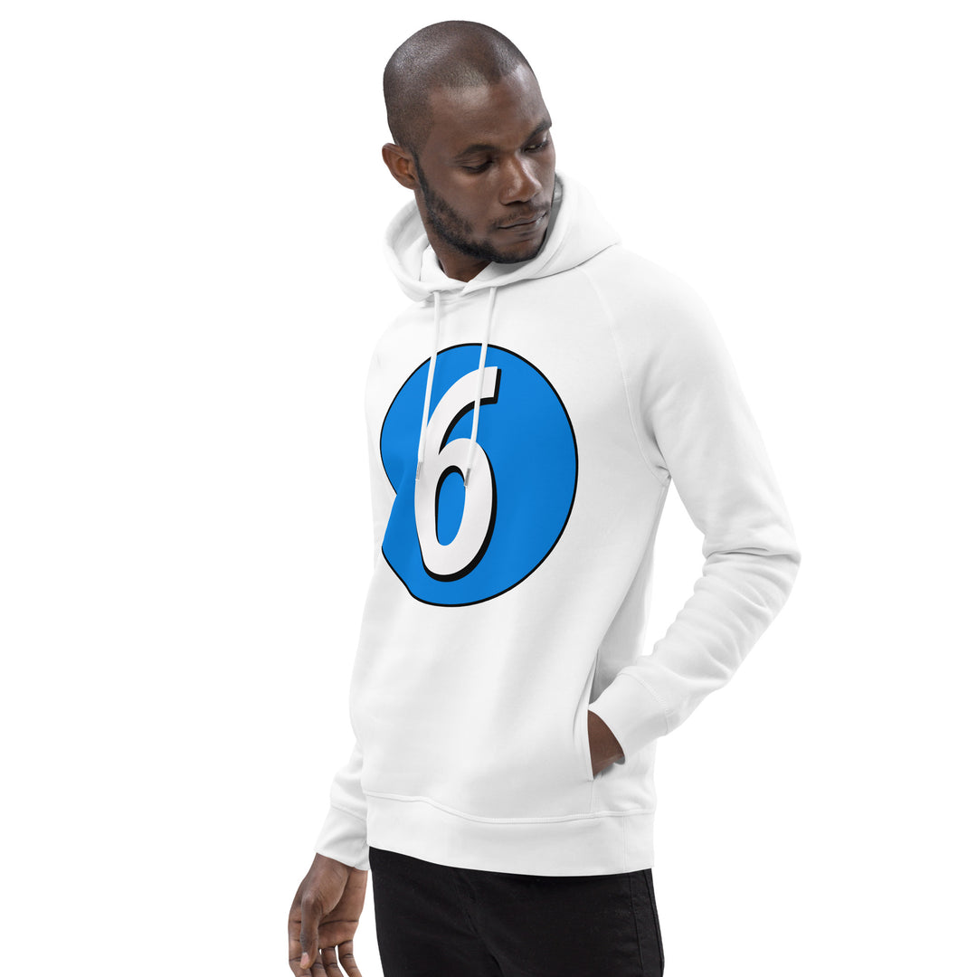 Unisex pullover hoodie: White on Blue 6