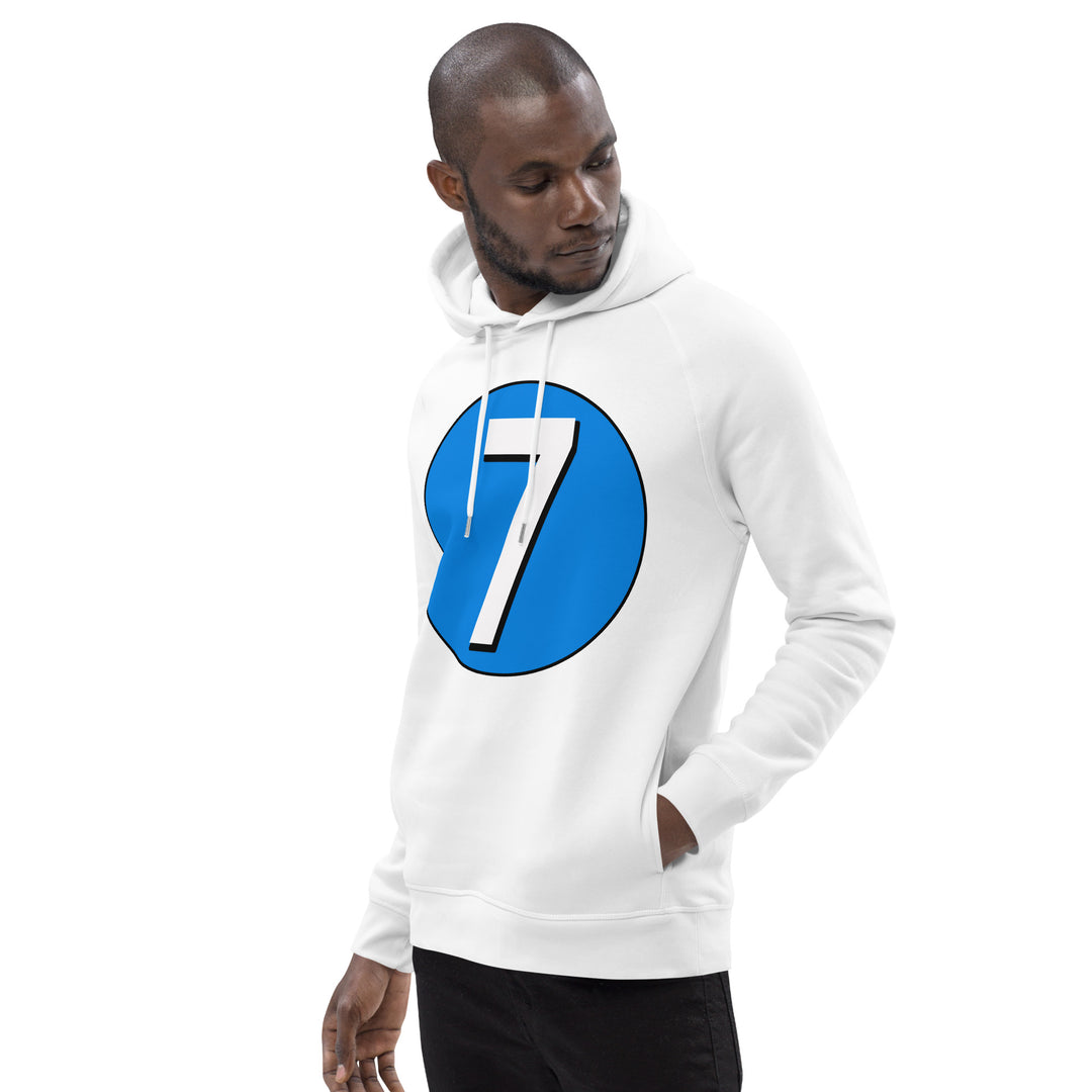 Unisex pullover hoodie: White on Blue 7