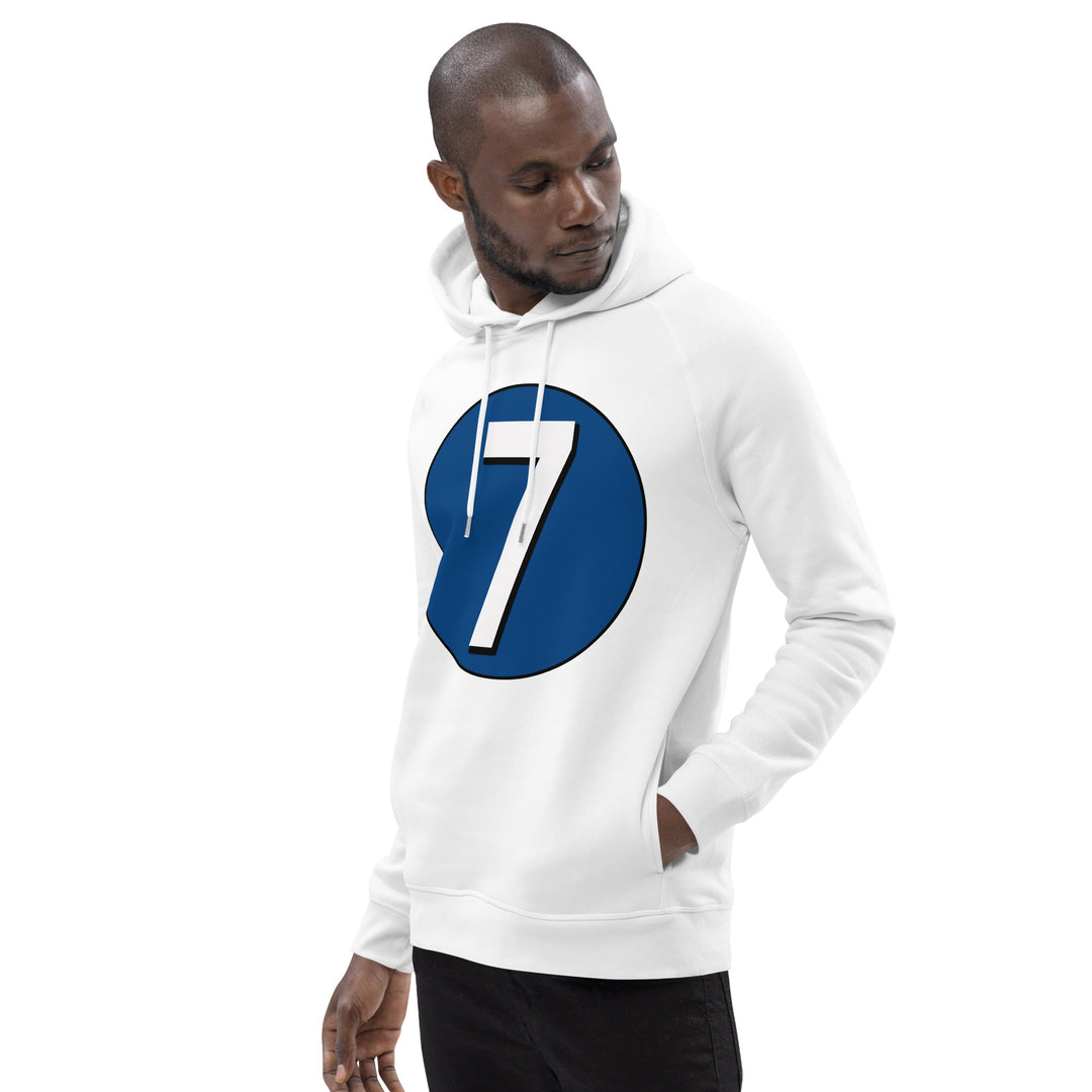 Unisex pullover hoodie: White on Navy Blue 7