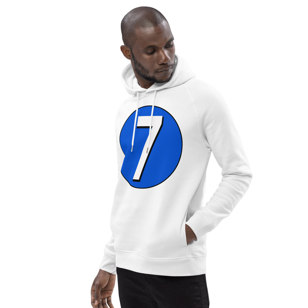 Unisex pullover hoodie: White on Periwinkle 7