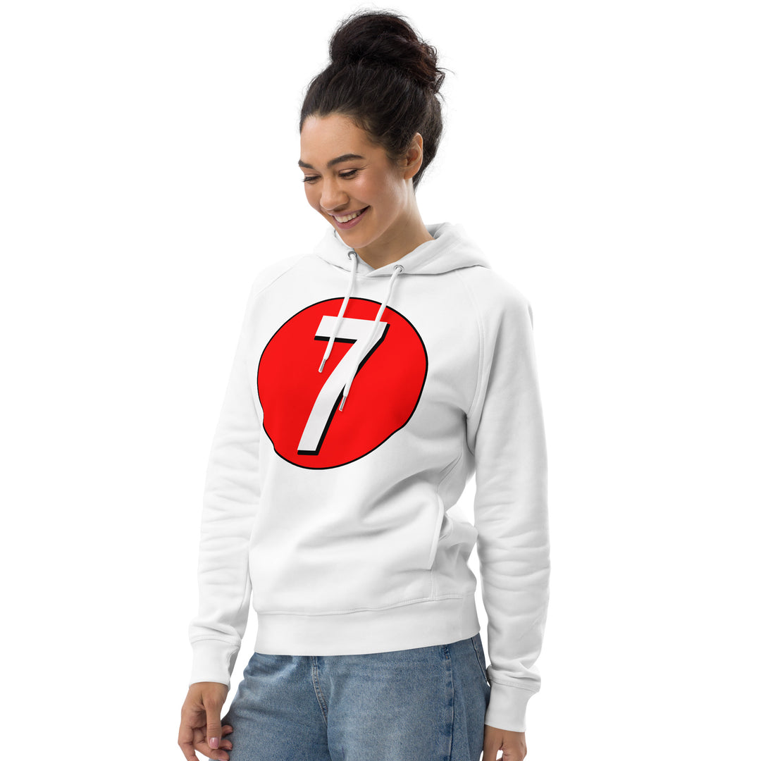 Unisex pullover hoodie: White on Red 7