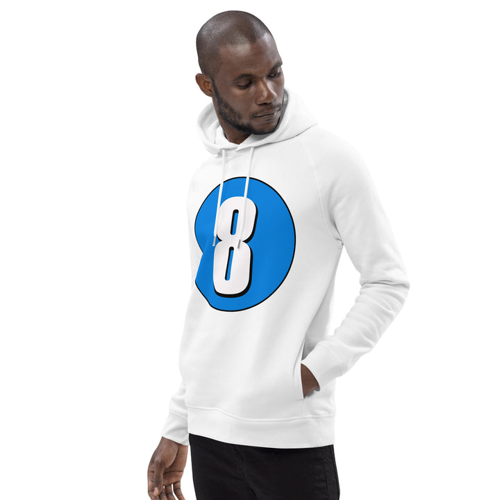 Unisex pullover hoodie: White on Blue 8