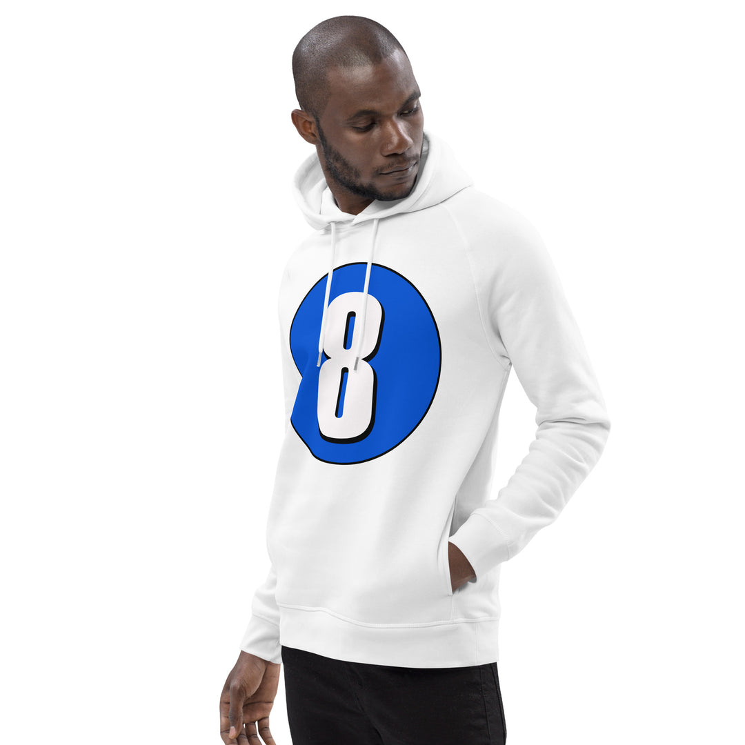 Unisex pullover hoodie: White on Periwinkle 8