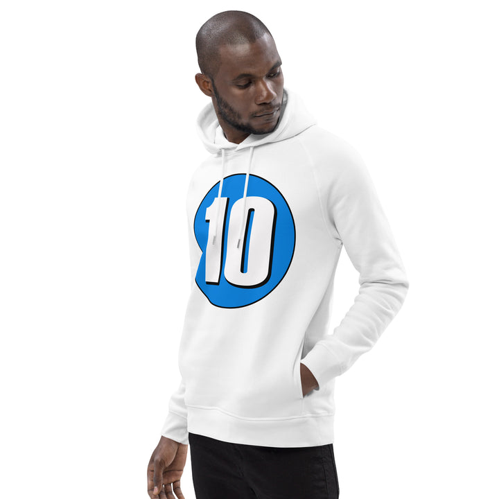 Unisex pullover hoodie: White on Blue 10