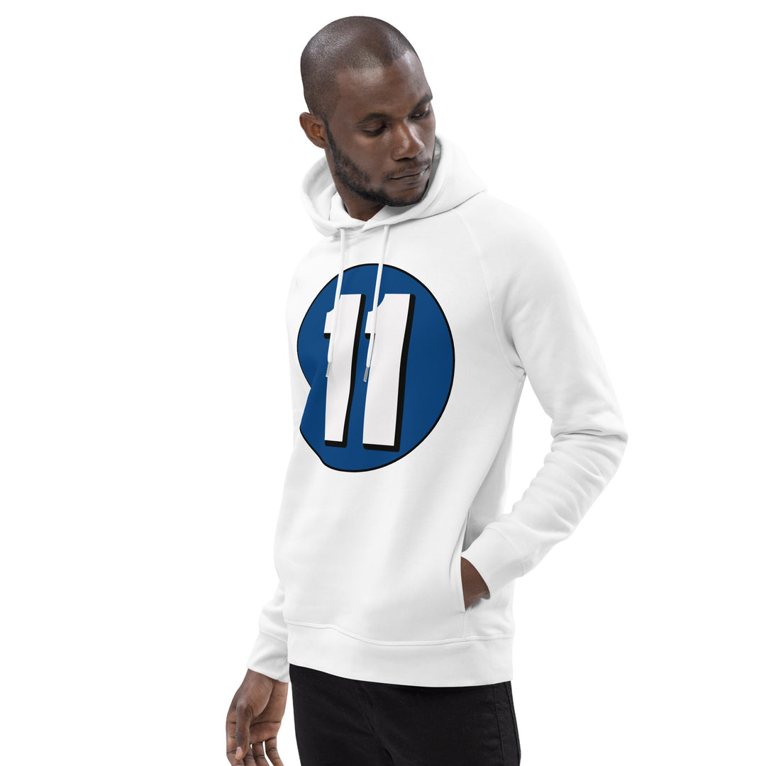 Unisex pullover hoodie: White on Navy Blue 11