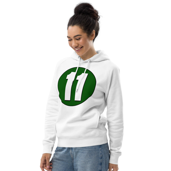 Unisex pullover hoodie: White on Hunter Green 11