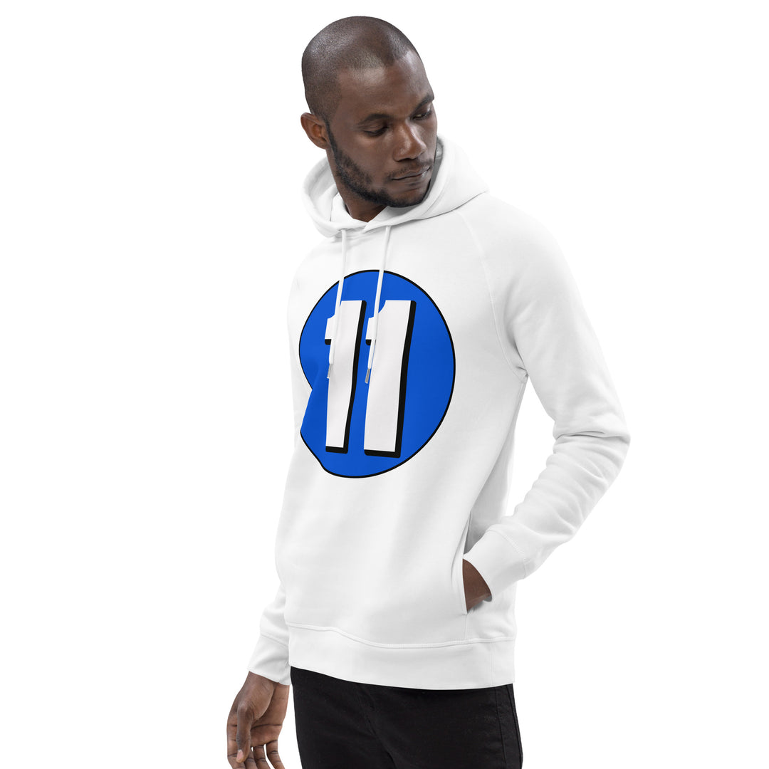 Unisex pullover hoodie: White on Periwinkle 11