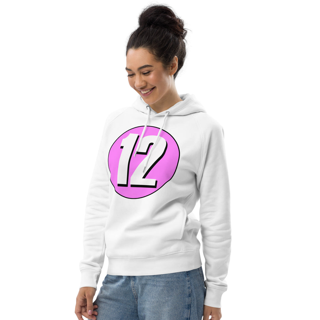 Unisex pullover hoodie: White on Pink 12