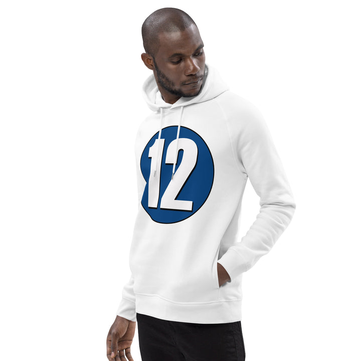 Unisex pullover hoodie: White on Navy Blue 12