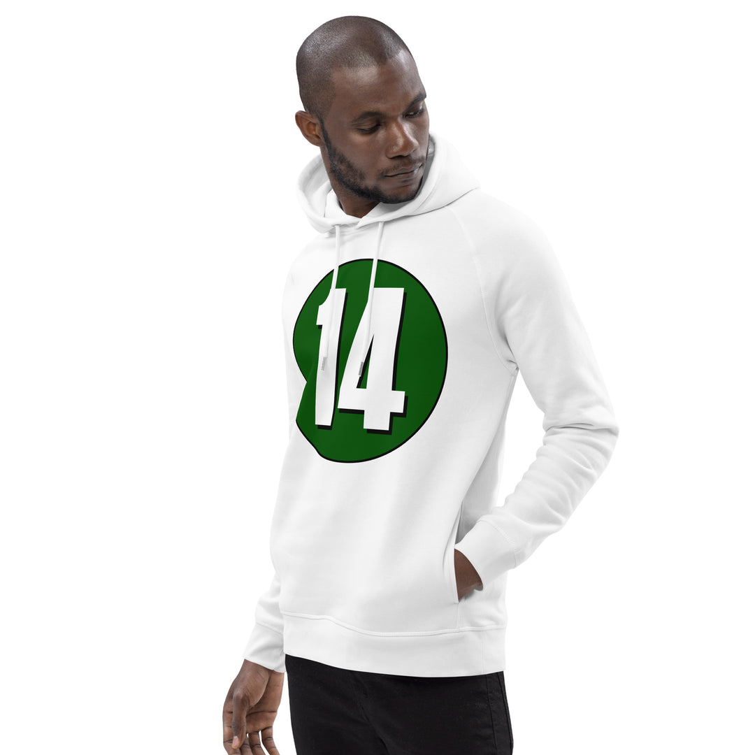 Unisex pullover hoodie: White on Hunter Green 14