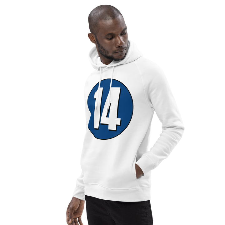 Unisex pullover hoodie: White on Navy Blue 14