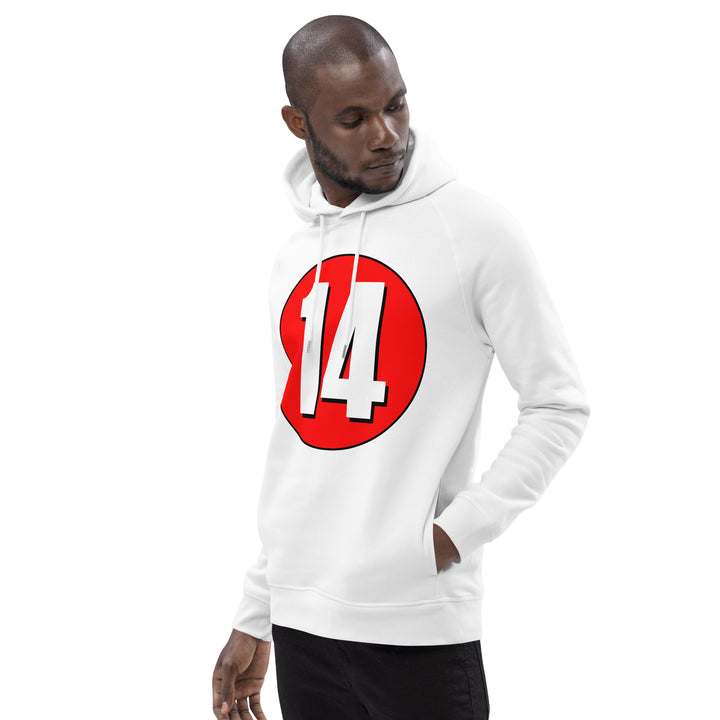 Unisex pullover hoodie: White on Red 14