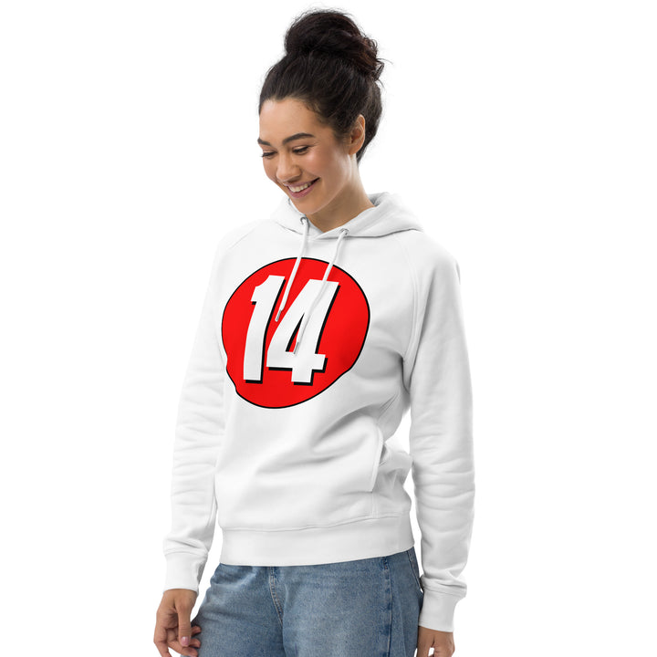 Unisex pullover hoodie: White on Red 14