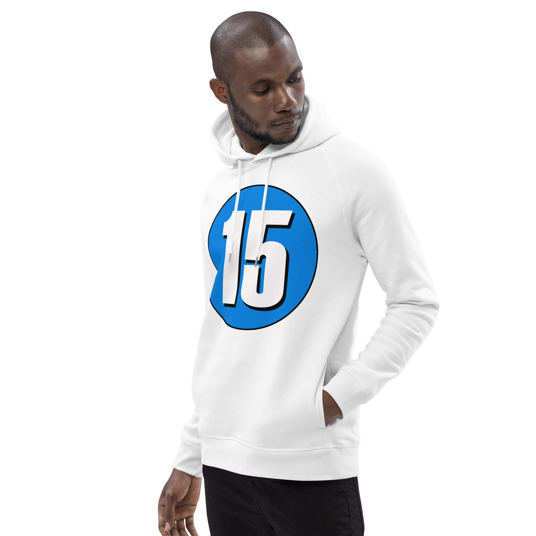 Unisex pullover hoodie: White on Blue 15