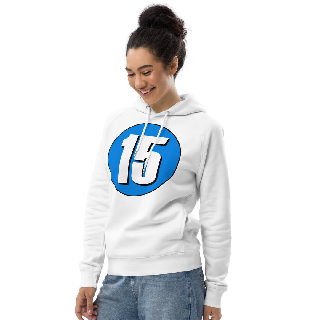 Unisex pullover hoodie: White on Blue 15