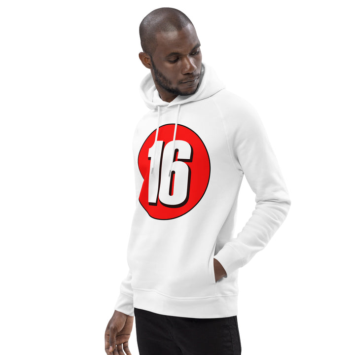 Unisex pullover hoodie: White on Red 16