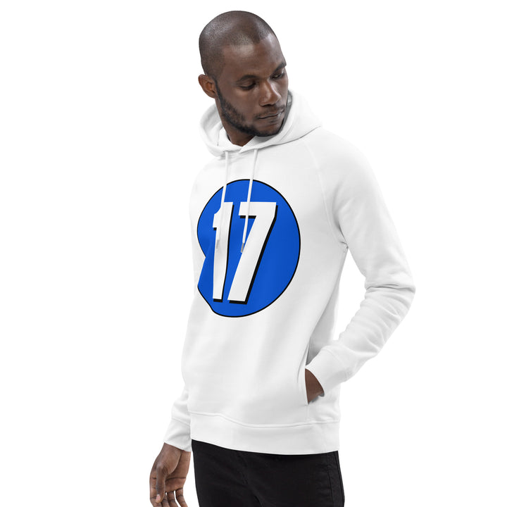 Unisex pullover hoodie: White on Periwinkle 17