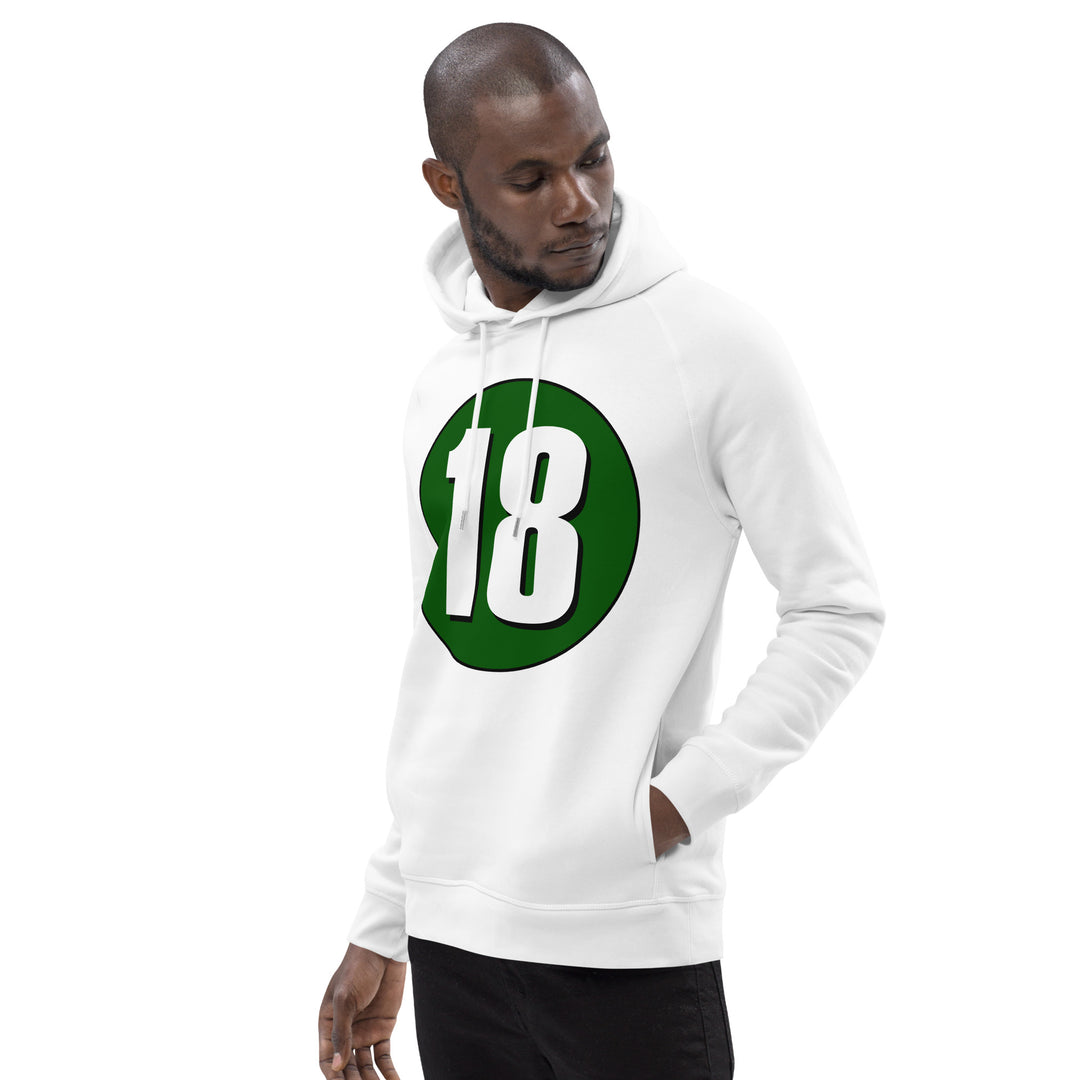 Unisex pullover hoodie: White on Hunter Green 18