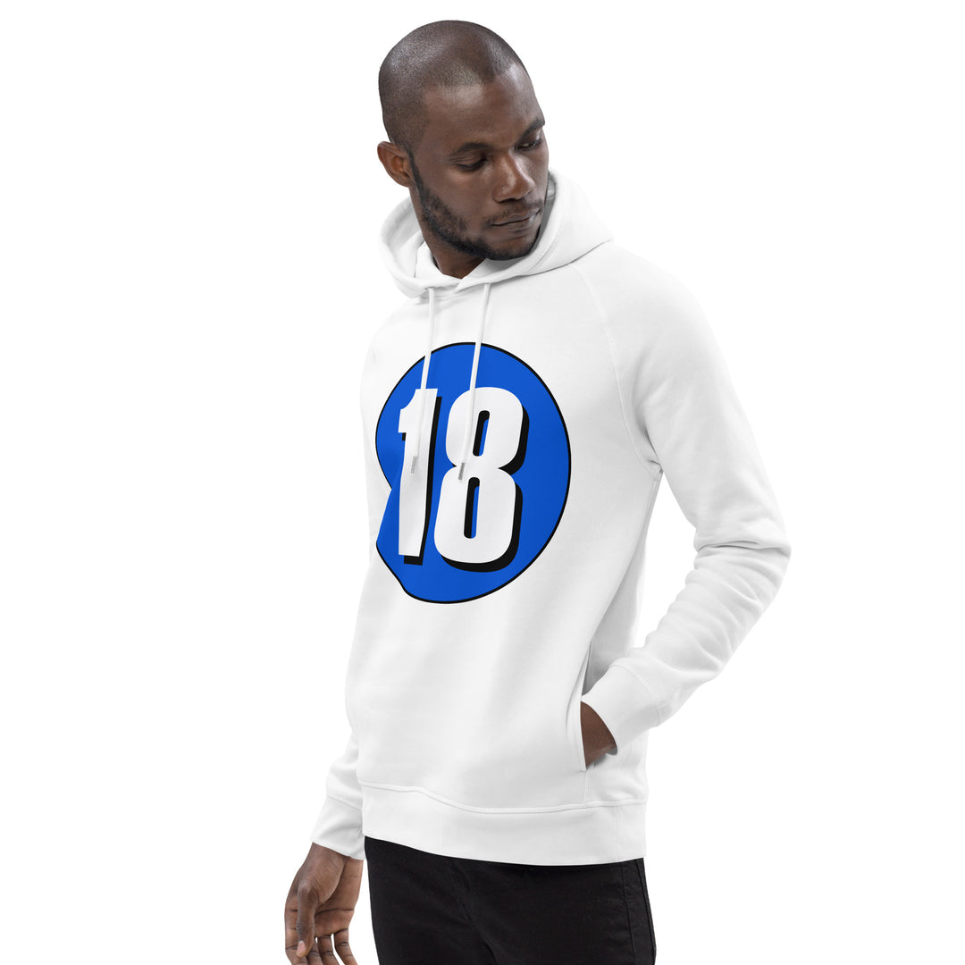 Unisex pullover hoodie: White on Periwinkle 18