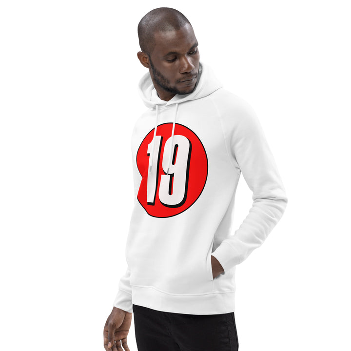 Unisex pullover hoodie: White on Red 19