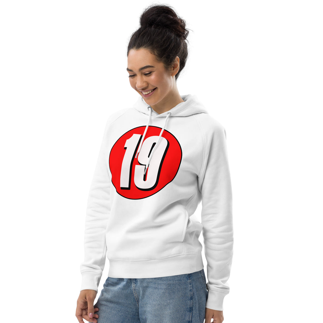 Unisex pullover hoodie: White on Red 19