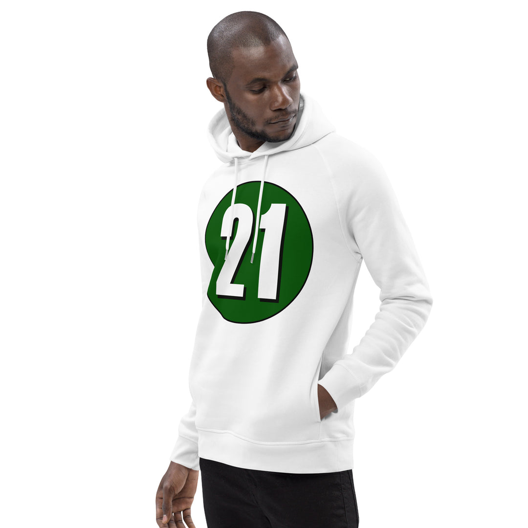 Unisex pullover hoodie: White on Hunter Green 21