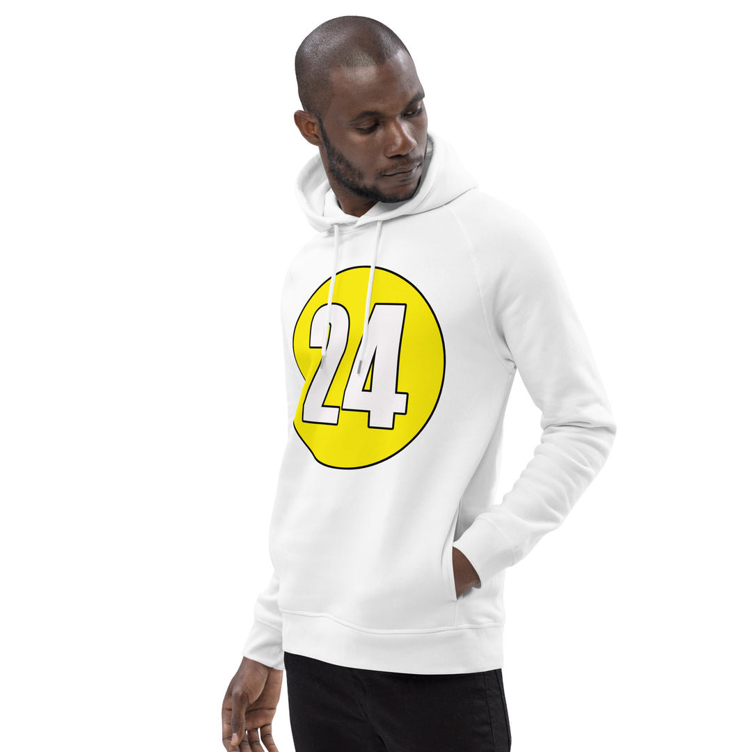 Unisex pullover hoodie: White on Yellow 24