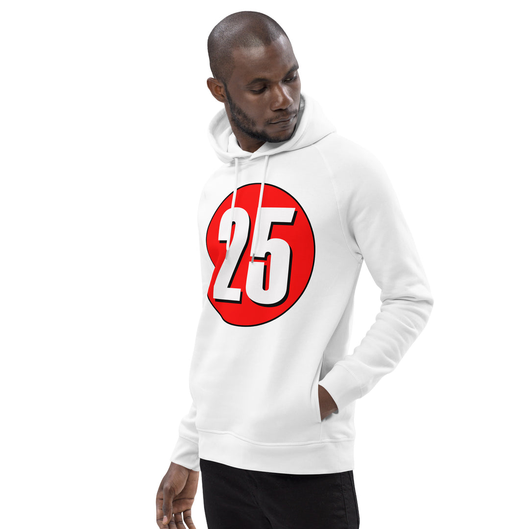 Unisex pullover hoodie: White on Red 25