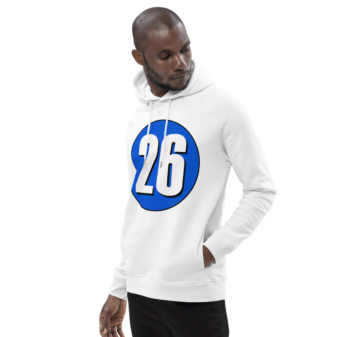 Unisex pullover hoodie: White on Periwinkle 26